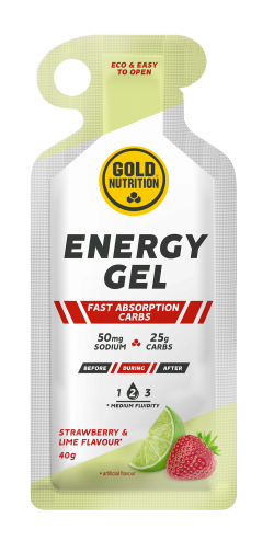 GoldNutrition Energy Gel - Strawberry & Lime - 16 x 40 gram (LET OP! THT 18-10-2024)