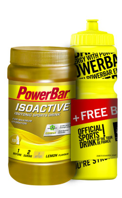 Aanbieding PowerBar IsoActive 600 gram + Gratis Bidon