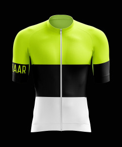 Winaar BWF Fietsshirt korte mouw - Wit-Zwart Fluo Geel