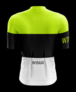 Winaar BWF Fietsshirt korte mouw - Wit-Zwart Fluo Geel