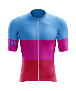 Winaar Pink Fietsshirt korte mouw - Blauw-Roze-Rood