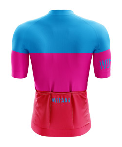 Winaar Pink Fietsshirt korte mouw - Blauw-Roze-Rood