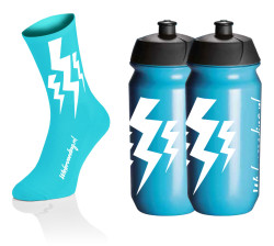 Lightning Socks - Cyan + 2x Bidons - Blauw