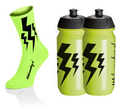 Lightning Socks - Fluo Geel + 2x Bidons - Geel