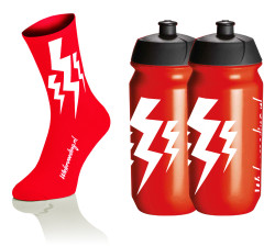 Lightning Socks - Rood + 2x Bidons - Rood