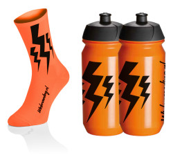 Lightning Socks - Fluo Oranje + 2x Bidons - Oranje
