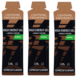 Lightning Endurance High Energy Gel - Double Espresso - 160 mg Caffeine - 24 x 60 ml