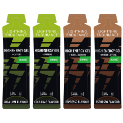 Lightning Endurance High Energy Gel + Caffeine - Mixed - 24 x 60 ml (THT 18-6-2026)