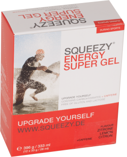 Squeezy Energy Super Gel Caffeine - Lemon - 12 x 33 gram - 3 + 1 gratis