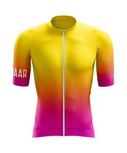 Winaar Sunburst Fietsshirt korte mouw - Geel-Oranje-Roze