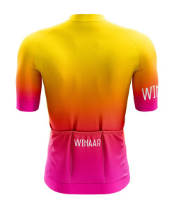 Winaar Sunburst Fietsshirt korte mouw - Geel-Oranje-Roze