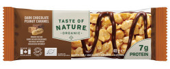 Aanbieding Taste of Nature - Dark Chocolate Peanut Caramel - 16 x 40 gram (THT 30-4-2023)