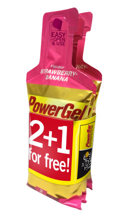 Aanbieding PowerBar PowerGel - Strawberry/Banana - 2 + 1 gratis