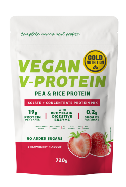 GoldNutrition V-Protein - Strawberry - 720 gram (LET OP! THT 31-7-2026)
